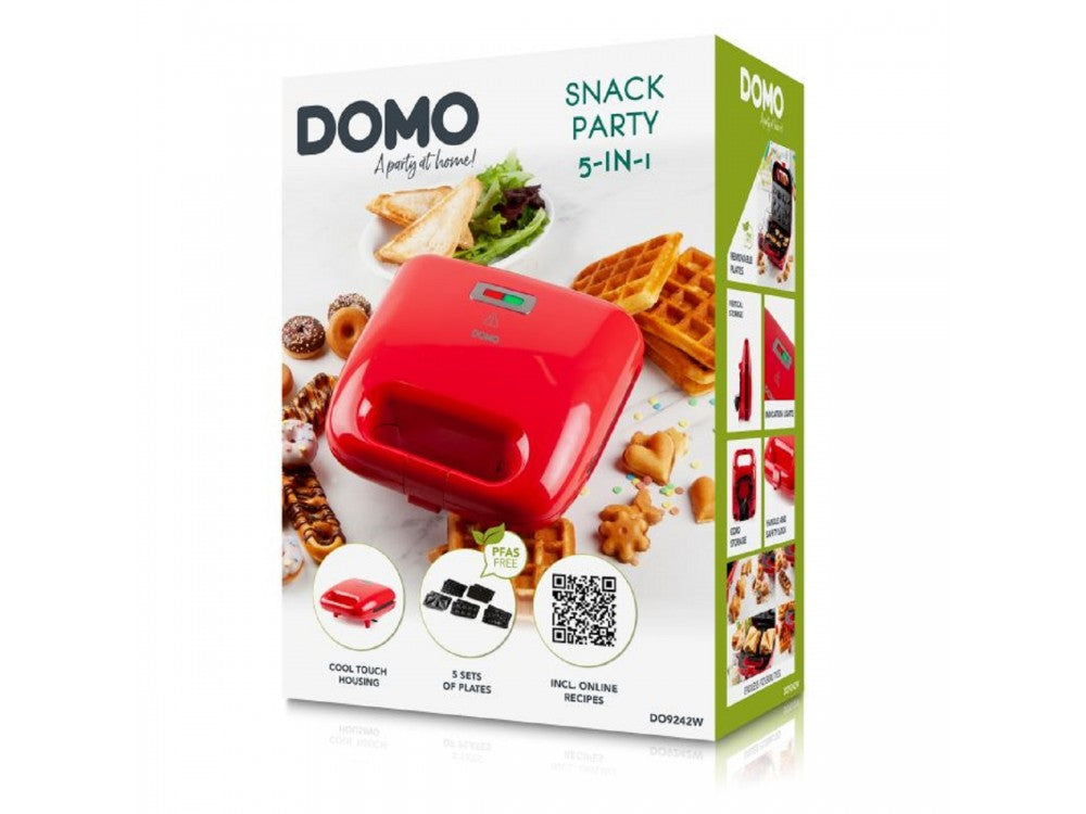 DOMO Snack Party 5-in-1 – Toaster / Snack Maker, 5 Removable Plates, PFAS-free, Red – view 31