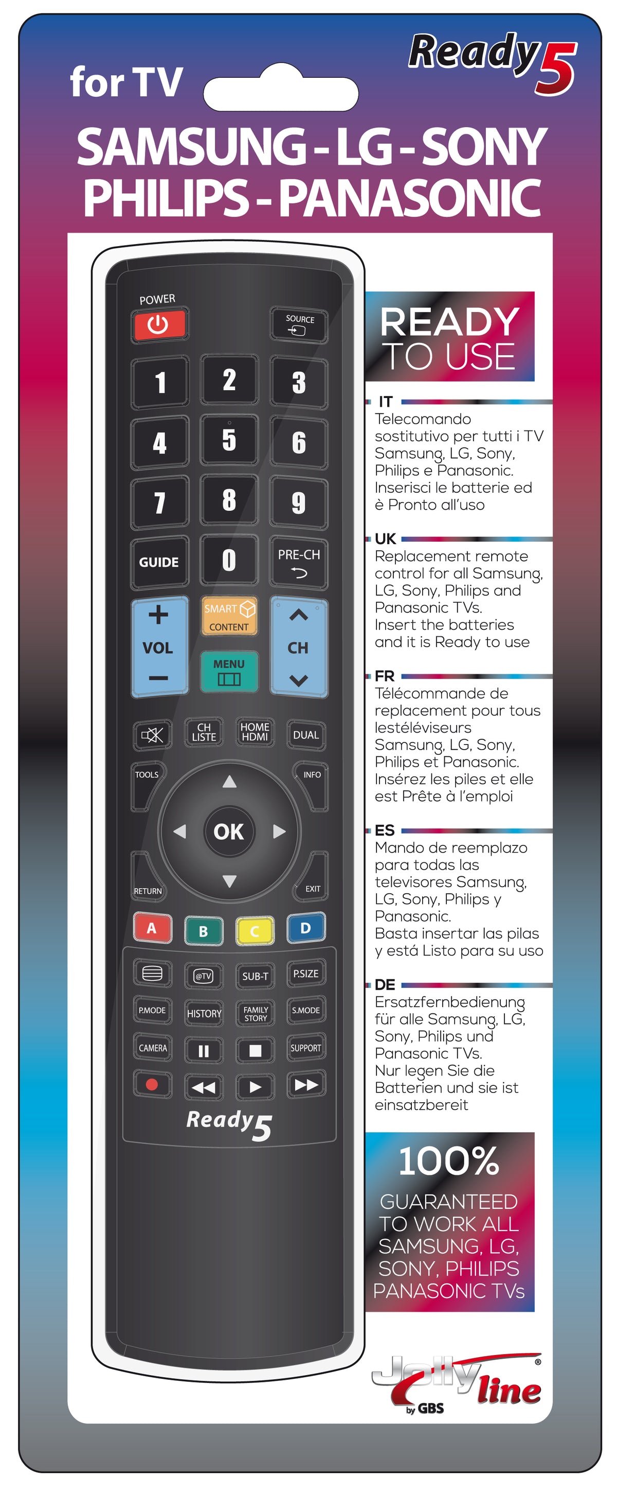 GBS Elettronica Universal TV Remote — Side View