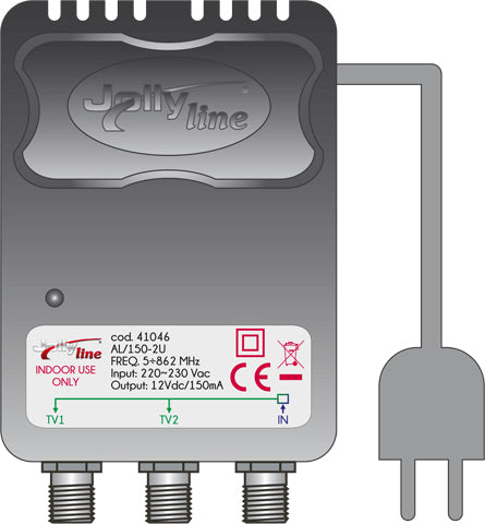 Jolly Line 41046 AL/150 2U Mast Amplifier PSU – 230V AC, 12V DC 150 mA & 2 F-Type Outputs – view 3