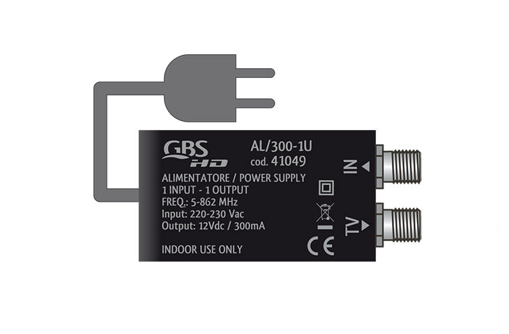 Jolly Line 41049 AL/300 1U Antenna Amplifier Power Supply – 12 V DC, 300 mA & F-Type – view 2