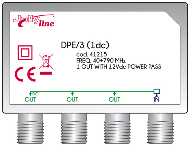 GBS Jolly Line 41214-B Mast Splitter 1-In/3-Out – 40-790 MHz, 2 DC-Pass & F-Type – view 2