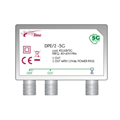 Jolly Line 45168/5G Mast Splitter 5G – 2 Outputs, 1 DC Pass & 40-694 MHz – view 2