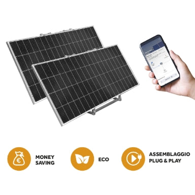 KIT SMART 6 Balcony Photovoltaic Wi-Fi Kit 600 W – 2×375 Wp Panels & CEI-021 Inverter – view 2