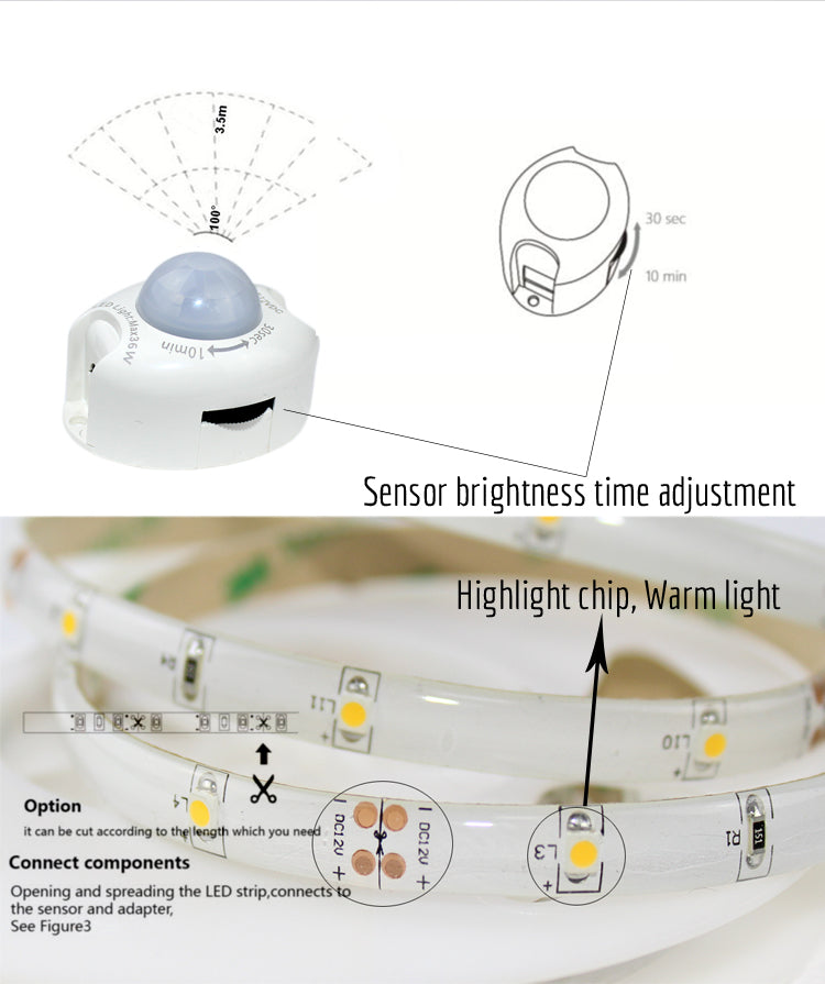 LED Motion-Sensor Under-Bed Light Single – 1.2 m 36-LED Strip, 7.5 W & 12 V DC Adapter – view 7