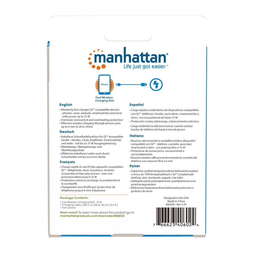 Manhattan I-CHARGE-WR15W Qi Wireless Charger 15W – USB-C Input & FOD Protection – view 10