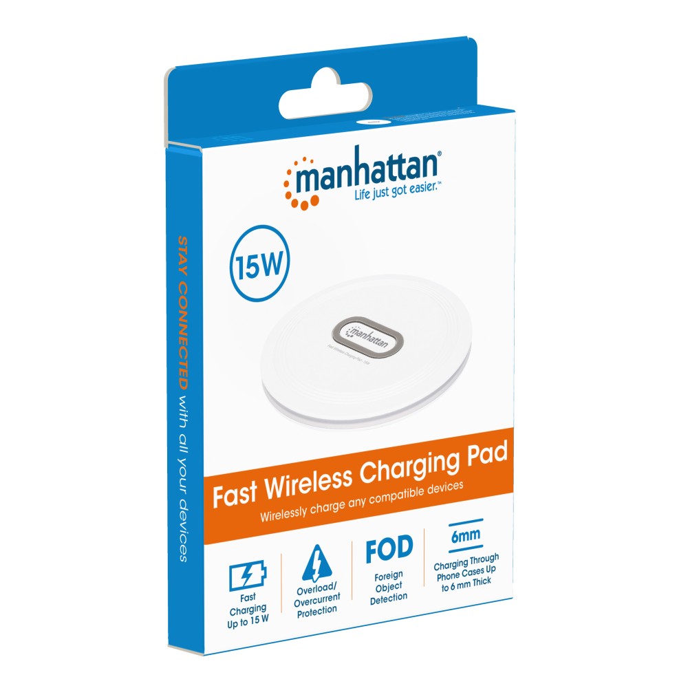 Manhattan I-CHARGE-WR15W Qi Wireless Charger 15W – USB-C Input & FOD Protection – view 2
