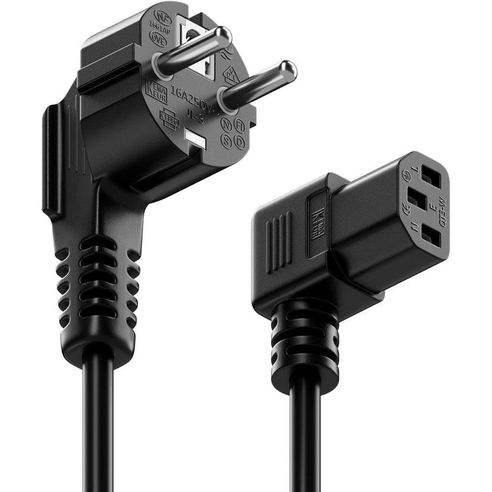 Manhattan ICOC 01-NC-D/ANG Angled Power Cable 2 m – IEC C13 to Schuko & 90° Plugs – view 2