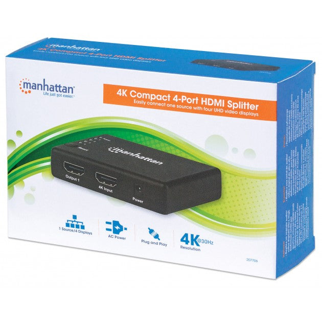 Manhattan IDATA HDMI-4K4PMH 4-Port HDMI Splitter 4K – Built-in Booster, HDCP 1.4 & 3D – view 2