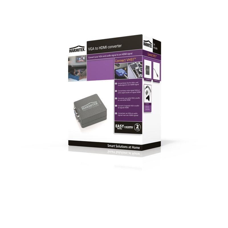 Marmitek Connect VH51 VGA to HDMI – 720p/1080p, 3.5 mm Audio In & USB Powered – view 2