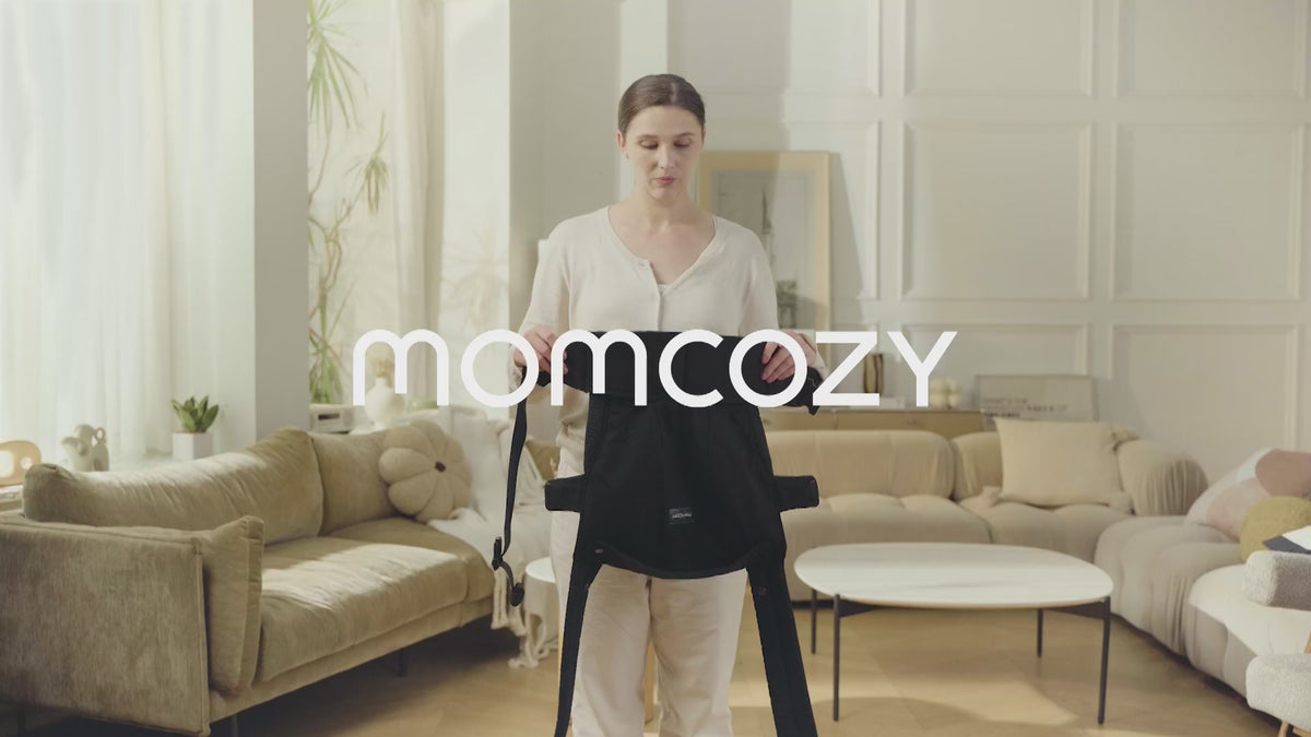 Load video: Momcozy PureHug Air Mesh Baby Carrier Black – Ergonomic, 3–20kg &amp; Machine Washable