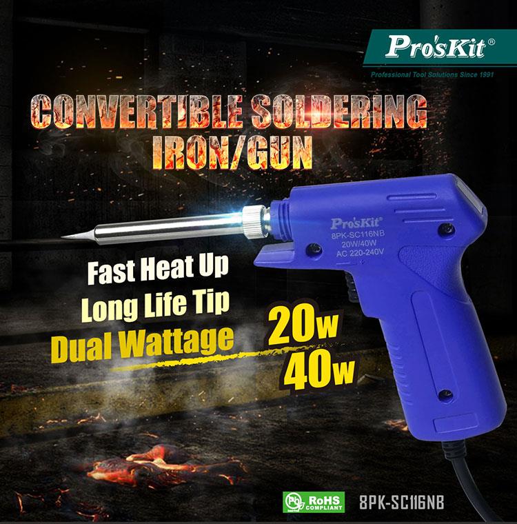 Proskit 8PK-SC116NB Convertible Soldering Iron/Gun – 20W/40W, 400°C