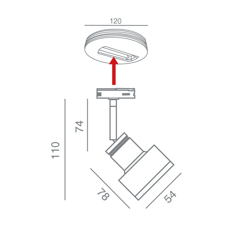 Hector GU10 Track Spotlight 1C 230 V Black – Compact Ø54 mm, 355°/90° & Dimmable – view 5
