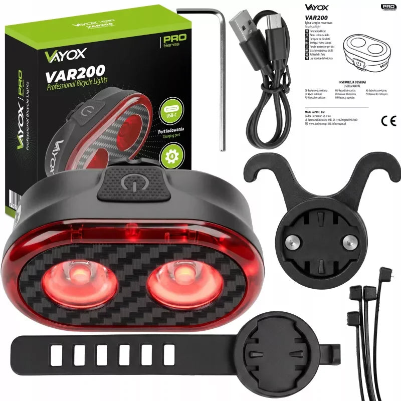 Rear Bike Light 700mAh 200lm Brake IPX6 VAR200 VAYOX - view 5