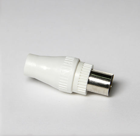 RF Female Coax Socket – TV Antenna IEC Female Connector, White Housing – view 2