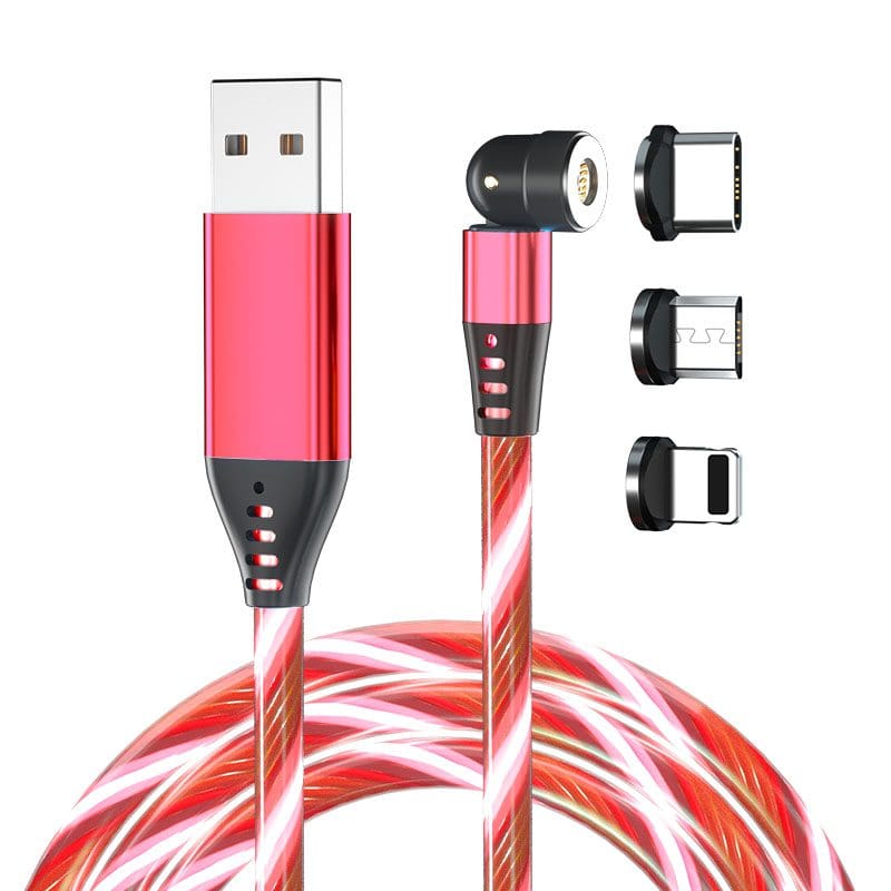 RP Magnetic USB Cable 3-in-1 1m – USB-C, Micro-USB & Lightning, Illuminated, Red – view 2