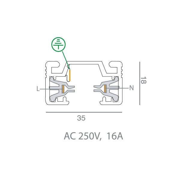 EAK1001B Single-Phase Track Lighting Rail 3 m Black – 1C 16 A 230 V, IP20 & TRIAC Dimmable – view 3