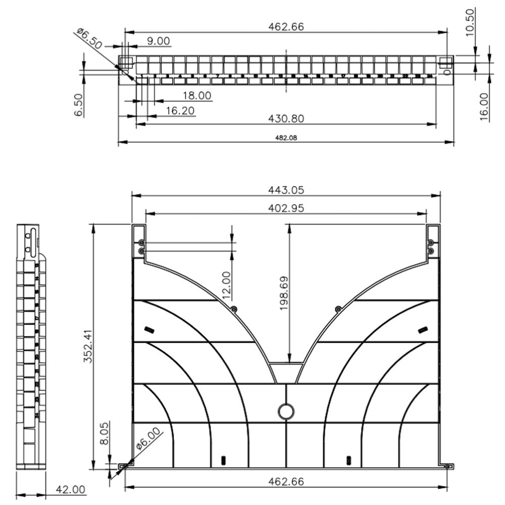 Techly I-CASE TRAY-ORG600 Cable Management Shelf 24 Ports for 19" Rack 600mm - view 6
