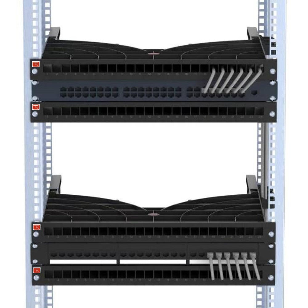 Techly I-CASE TRAY-ORG600 Cable Management Shelf 24 Ports for 19" Rack 600mm - view 3