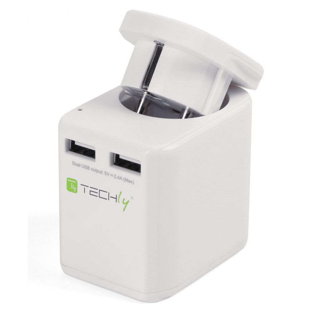 Techly I-TRAVEL-06TYWH Universal Travel Adapter 2 USB 2.4A White - view 2