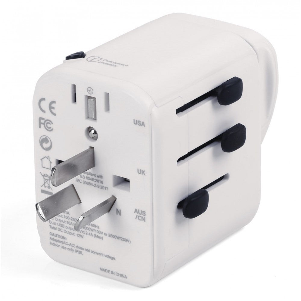 Techly I-TRAVEL-06TYWH Universal Travel Adapter 2 USB 2.4A White - view 3
