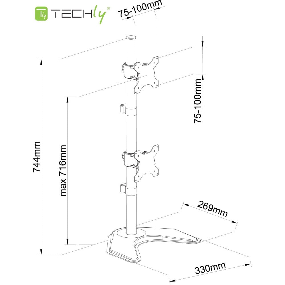 Techly ICA-LCD 2520V Dual Monitor Desktop Stand 13-27" - view 2