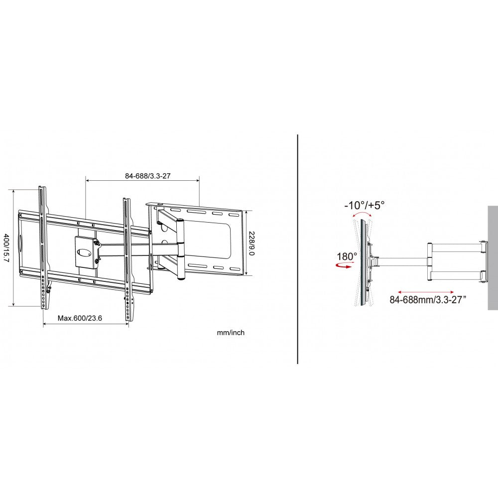 Techly ICA-PLB 23M Slim Full-Motion Wall Mount 32-70" TV - view 4