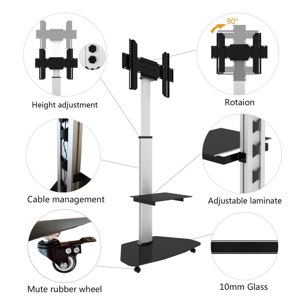 Techly ICA-TR3WH TV Trolley for LCD/LED/Plasma 37-70" White - view 4