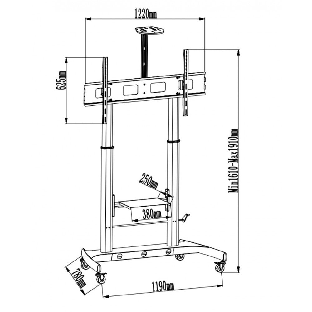 Techly ICA-TR45 Heavy-Duty TV Trolley for 52-110" - view 4