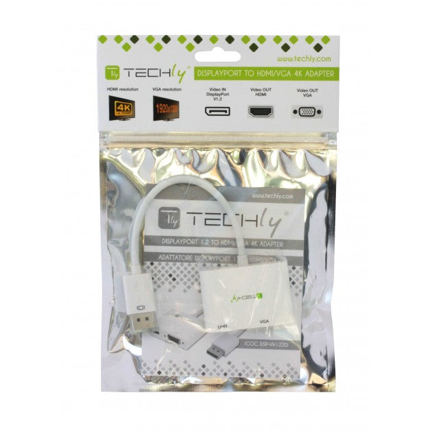 Techly ICOC DSP-VH1220 DisplayPort 1.2 to HDMI/VGA 4K Adapter - View 2