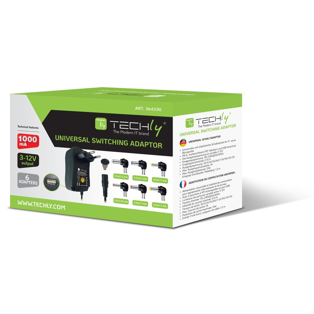 Techly IPW-NTS600G2 Adjustable Universal Power Supply 600 mA - view 2